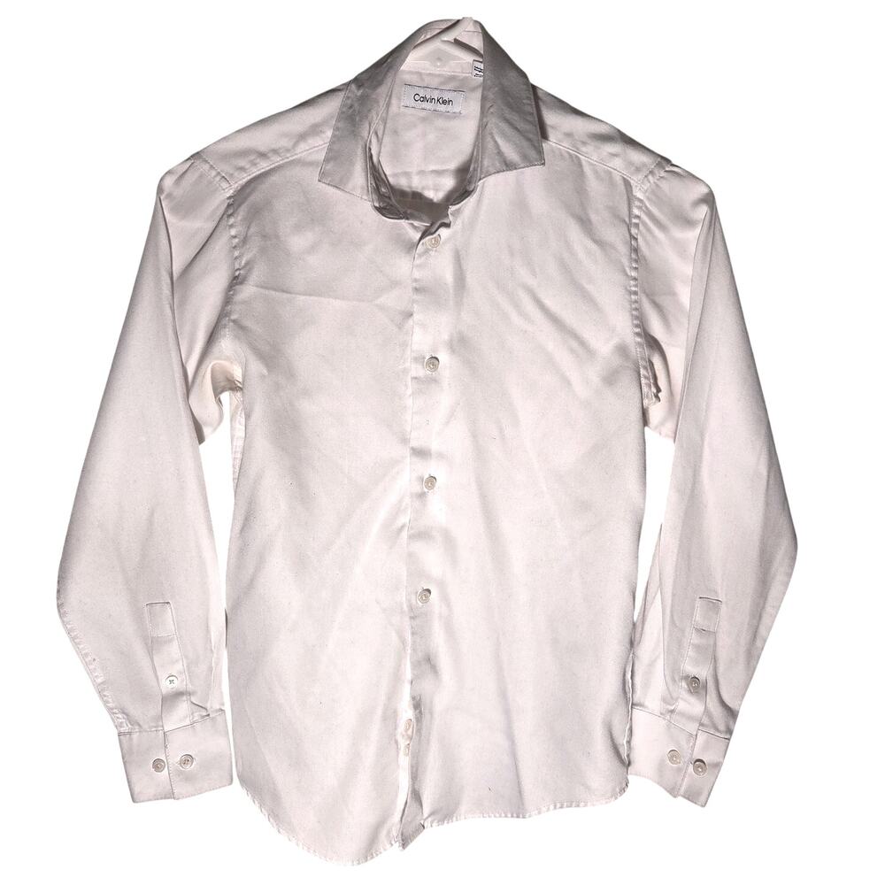 White Calvin Klein Button-Up Shirt - Versatile Size 12 Top